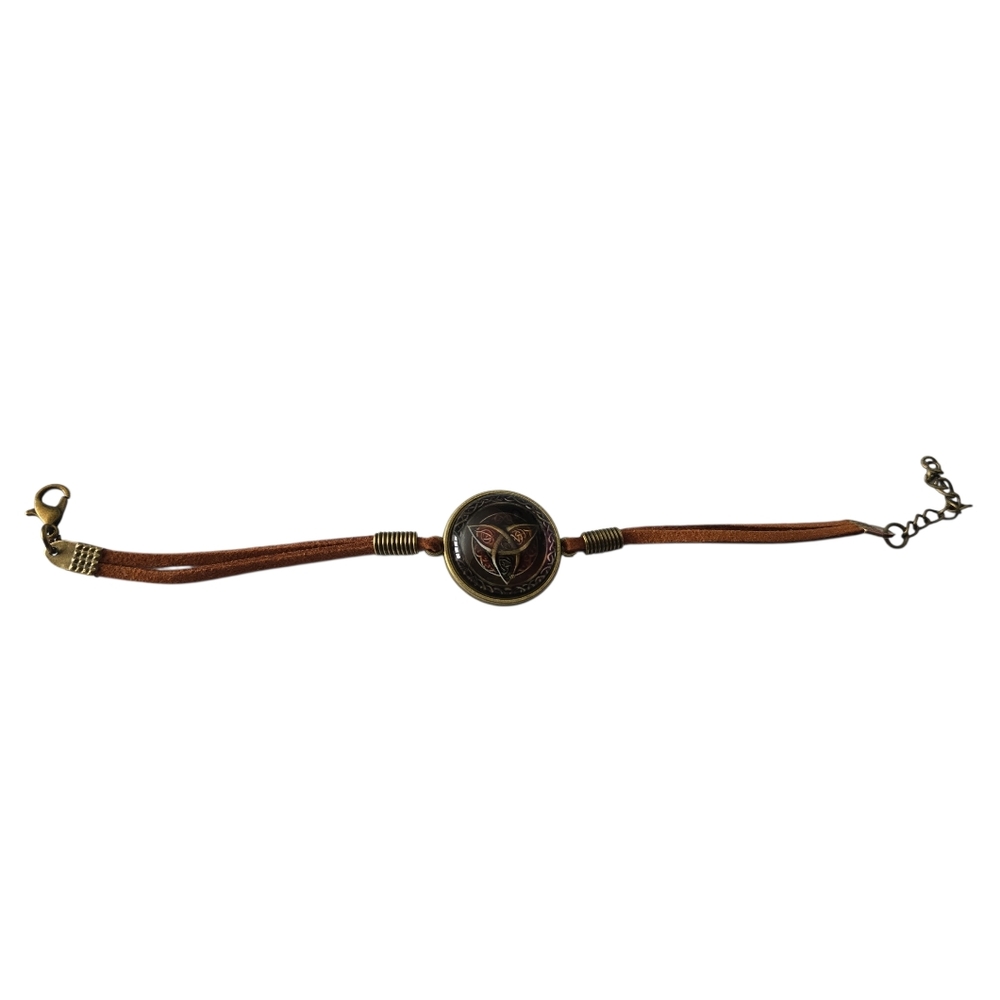 Triquetra Leather Bracelet with Bronze Accents - Picture 4 of 6